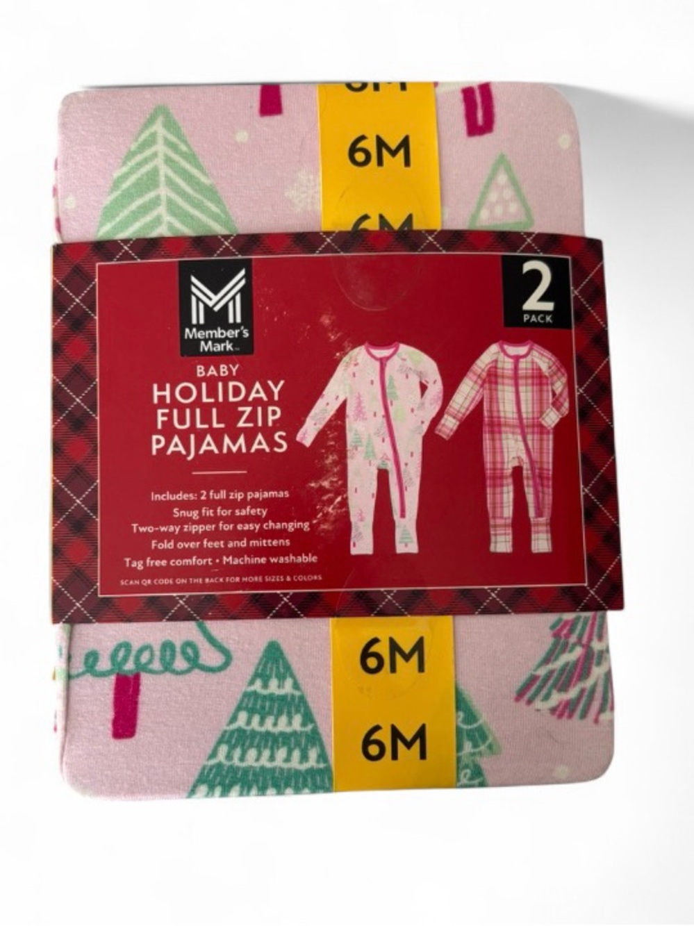 Member's Mark Baby Pink Holiday Full-Zip Pajama Set - 2 Pack